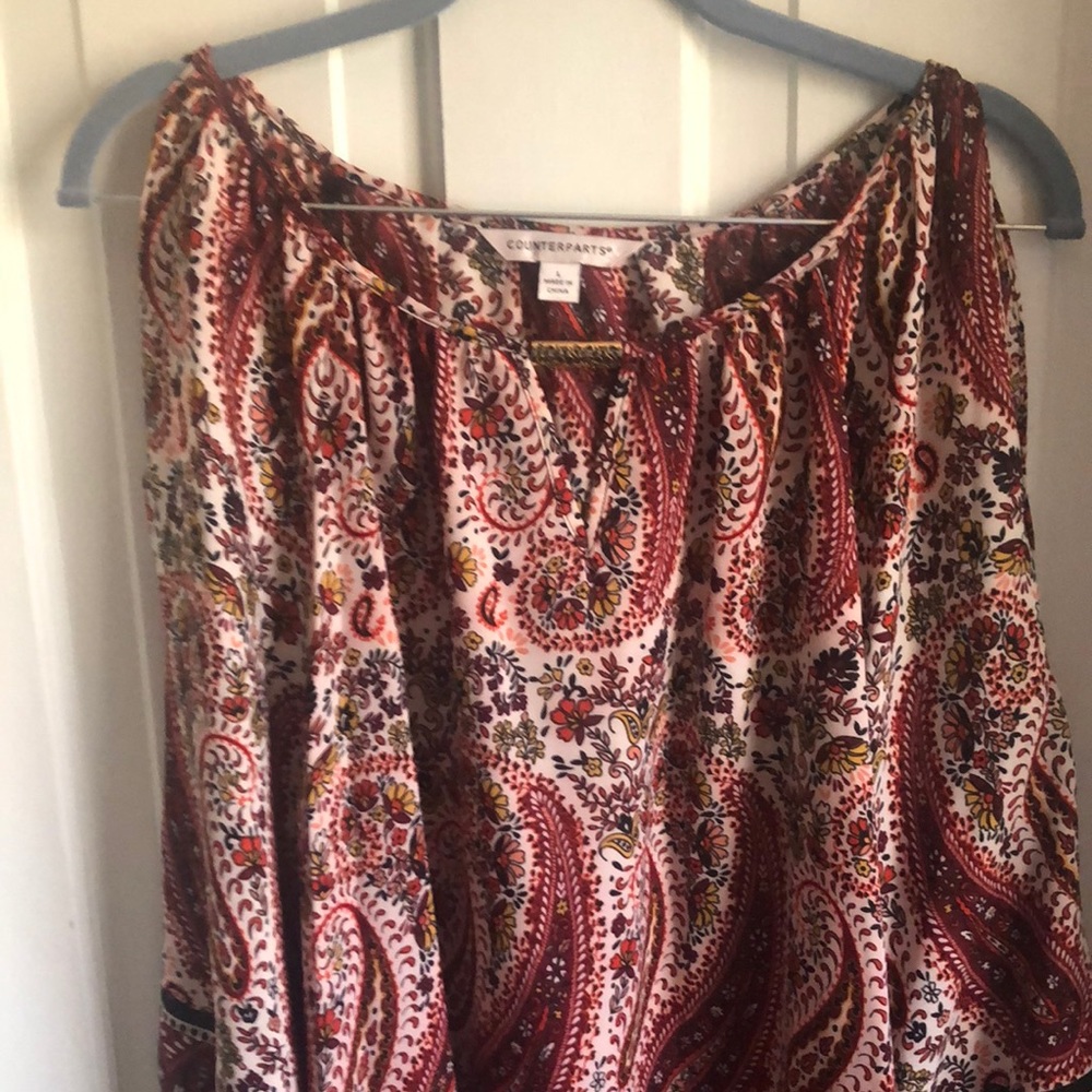 Cold Shoulder Counterparts Three Quarter Sleeve Blouse Size Large